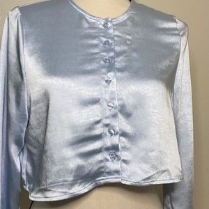 Button Down, Satiny Crop Top